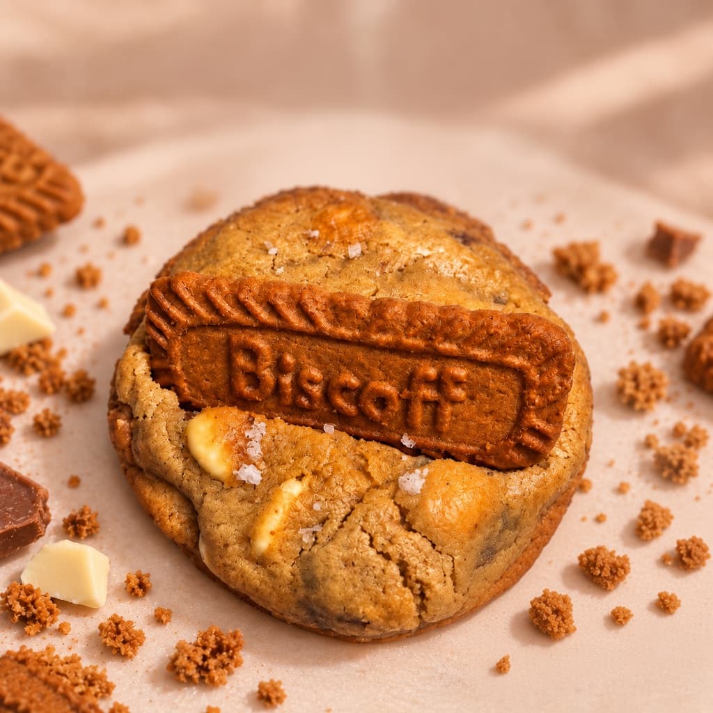 Chunks Biscoff-cookie med Lotus-kjeks og hvit sjokolade